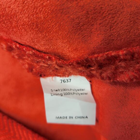 Pretty Garden Fuzzy Cardigan Womens M Red Button Front Faux Fur Shearling New - Picture 10 of 13